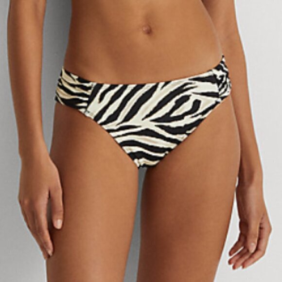 Ralph Lauren LRL Women's 8 Zebra Print Hipster Bikini Bottom Brown Beige NWT - Picture 1 of 15